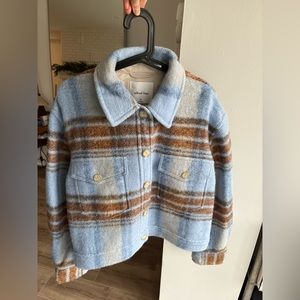 Wilfred Free Aritzia Short Ganna Blue/Brown Plaid Wool Size M